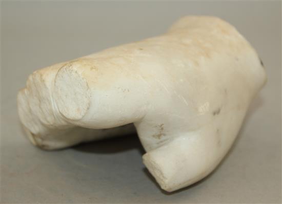 A Roman white marble hand fragment, c.2nd century AD, 11cm